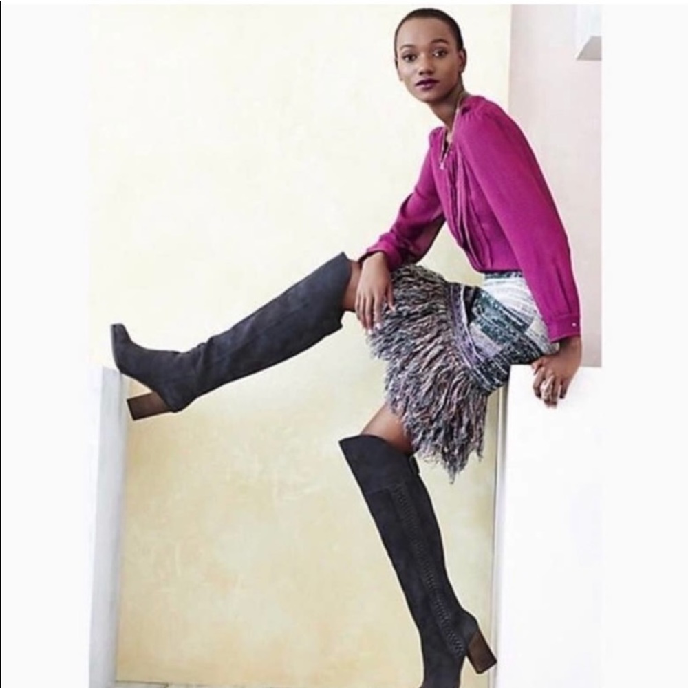 Cecilia Prado for Anthropologie metallic fringe skirt